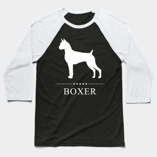 Boxer Dog White Silhouette Baseball T-Shirt